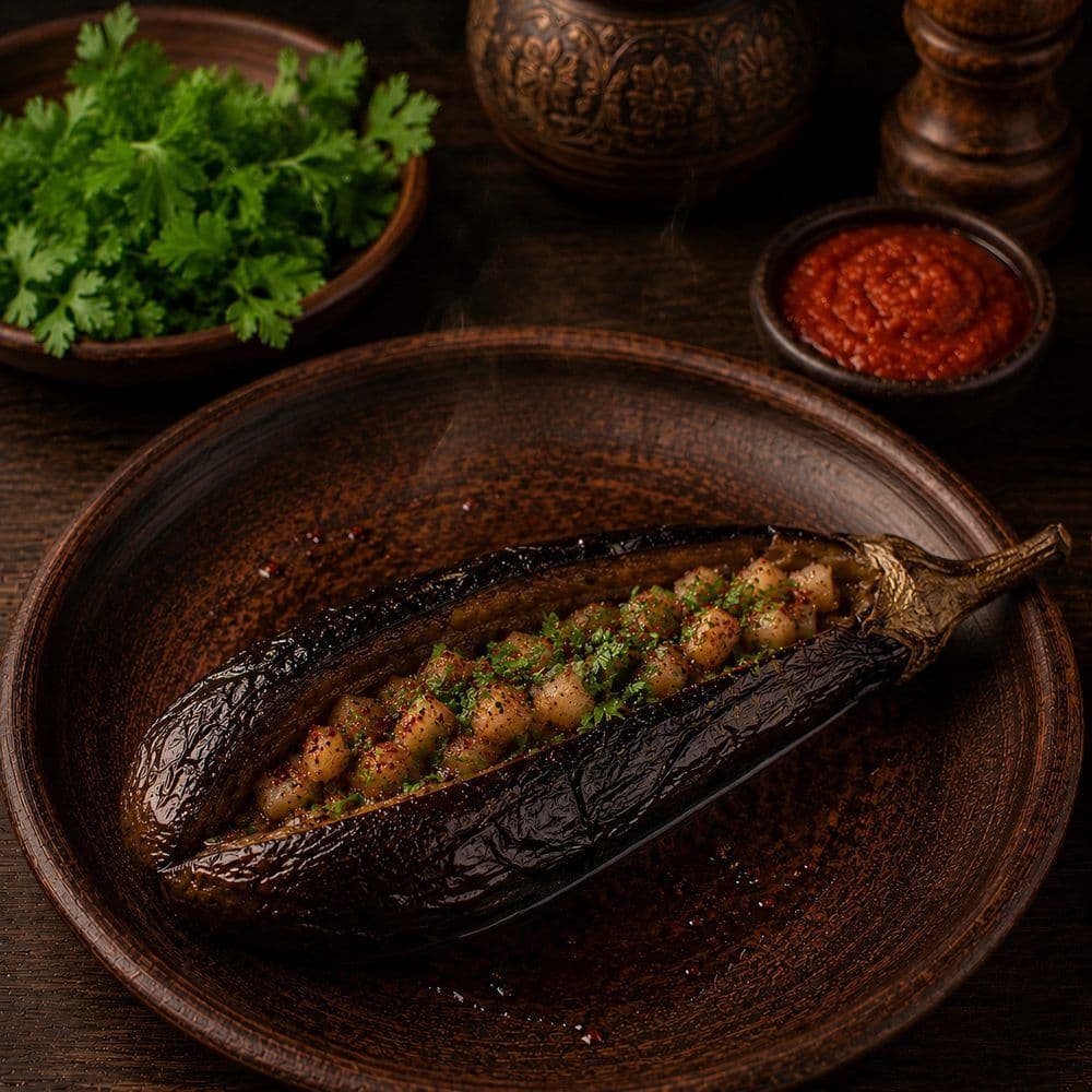 Запечённый баклажан с курдюком